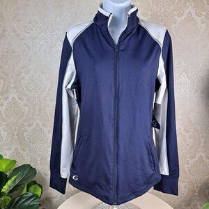 GTM Sportswear Size Large Full Zip Athletic Jacket Blue/White/Silver NWT
